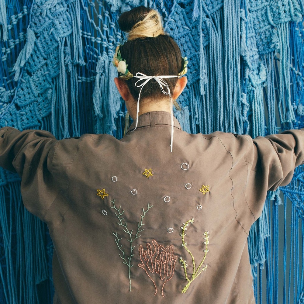 Cancer Astrology Under the Sea Green Silk Jacket